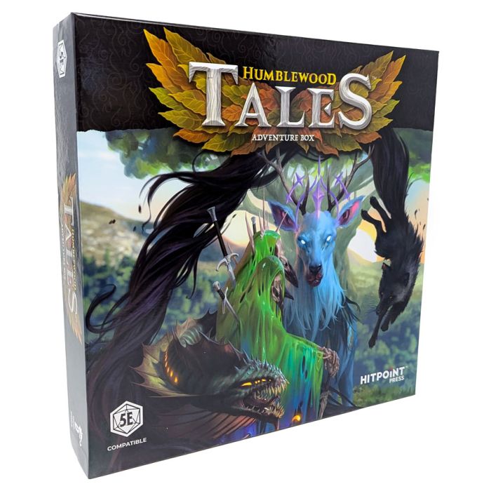 D&D 5E: Humblewood Tales Adventure Box - Colorful D&D 5E Humblewood Tales Adventure Box with fantasy animal artwork on black background.