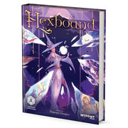 Hexbound - Hexbound RPG book with purple mystical cover art featuring a sorcerer casting a spell and floating magical shards.