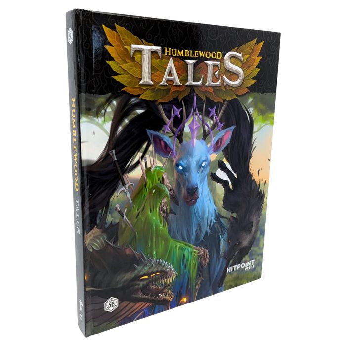 D&D 5E: Humblewood Tales - Hardcover Dungeons & Dragons book titled Humblewood Tales with colorful fantasy animal characters on black cover.
