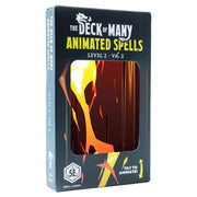 D&D 5E: Animated Spells: Level 2 Volume 2 - Black and yellow box packaging for D&D Animated Spells Level 2 Vol. 2 with fiery flame artwork on front.