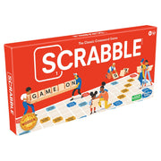 Classic Scrabble Refresh - Red rectangular Scrabble box with classic logo and illustrated players arranging letter tiles on a game board.
