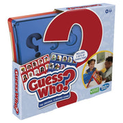 Guess Who 2.0 - Guess Who 2.0 classic board game in white box with red and blue question marks, featuring images of character cards and game