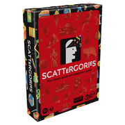 Scattergories Refresh - Scattergories Refresh game box with red front cover featuring black and white stylized head illustration and colorful icons.