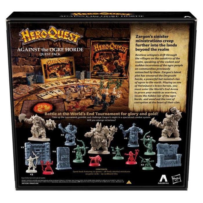 HeroQuest: Against the Ogre Horde Expansion - Against the Ogre Horde Expansion box showing fantasy dungeon artwork, detailed miniature figures of ogres, heroes, and.