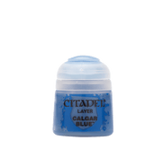 Citadel Layer Paint: Calgar Blue - Small jar of Citadel Layer Paint in vibrant Calgar Blue with clear plastic lid.