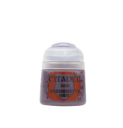 Citadel Base Paint: Daemonette Hide - Small plastic pot of reddish-brown Citadel Base Paint labeled Daemonette Hide with a transparent lid.