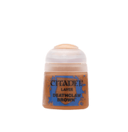 Citadel Layer Paint: Deathclaw Brown - Small plastic paint pot with a warm brown label reading Citadel Layer Deathclaw Brown and an opaque beige cap.