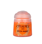 Citadel Dry Paint: Ryza Rust - Small Citadel Dry Paint pot labeled Ryza Rust with bright orange color visible through clear plastic container.