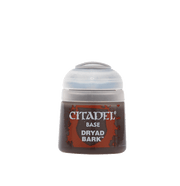 Citadel Base Paint: Dryad Bark - Brown paint pot labeled Citadel Base Dryad Bark with a translucent screw-top lid.
