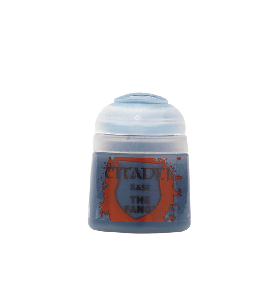 Citadel Base Paint: The Fang - Small pot of Citadel Base Paint in dark blue labeled The Fang with clear plastic lid.