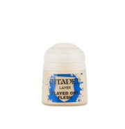 Citadel Layer Paint: Flayed One Flesh - Small beige plastic pot of Citadel Layer Paint labeled Flayed One Flesh with blue paint splatter design on the front.