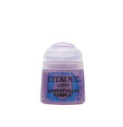 Citadel Layer Paint: Genestealer Purple - Citadel Layer Paint pot in translucent purple with blue label and black text.
