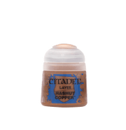 Citadel Layer Paint: Hashut Copper - Small plastic pot of Citadel Layer Paint in metallic copper shade with clear dome lid.