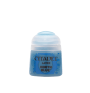 Citadel Layer Paint: Hoeth Blue - Small cylindrical plastic pot of Citadel Layer Paint in vibrant Hoeth Blue with a clear snap-on lid.