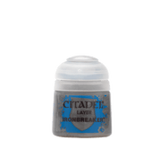 Citadel Layer Paint: Ironbreaker - Citadel Layer Paint Pot in metallic silver Ironbreaker shade with gray label and blue accents.