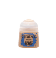 Citadel Layer Paint: Kislev Flesh - Small plastic pot of Citadel Layer Paint in pale beige Kislev Flesh color with blue-logo label.