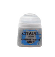 Citadel Layer Paint: Administratum Grey - Citadel Layer Paint pot in Administratum Grey with black and blue label and white cap.