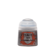 Citadel Base Paint: Leadbelcher - Small gray plastic paint pot labeled Citadel Base Leadbelcher with red design accents.