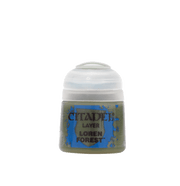 Citadel Layer Paint: Loren Forest - Small plastic paint pot with dark green paint labeled Citadel Layer Loren Forest.