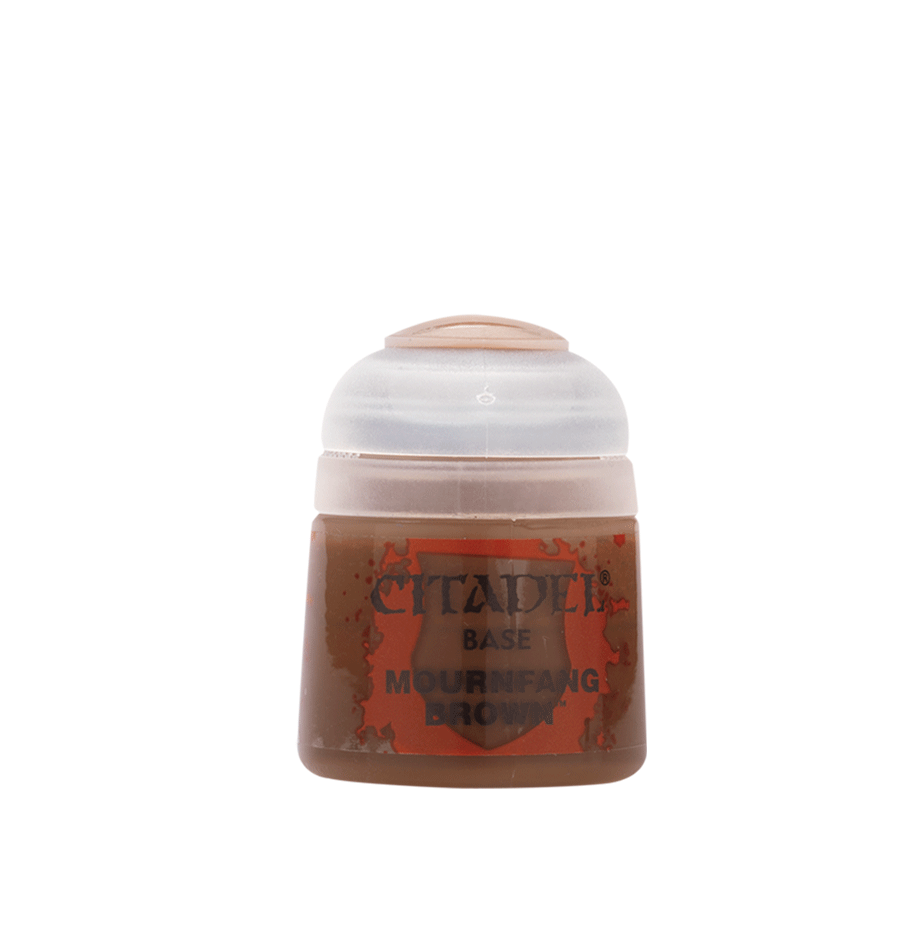 Citadel Base Paint: Mournfang Brown - Citadel Base Paint pot in Mournfang Brown with a white flip-top lid.