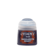 Citadel Base Paint: Naggaroth Night - Small round plastic pot of dark blue Citadel base paint labeled Naggaroth Night with a snap-on lid.