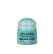 Citadel Technical Paint: Nihilakh Oxide - Small jar of teal green Citadel Technical Paint labeled Nihilakh Oxide with a clear plastic lid.