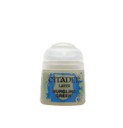 Citadel Layer Paint: Nurgling Green - Citadel Layer Paint pot in Nurgling Green with white lid and blue label accents.