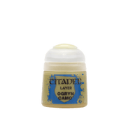 Citadel Layer Paint: Ogryn Camo - Small pot of Citadel Layer Paint in muted olive green labeled Ogryn Camo with white flip-top lid.