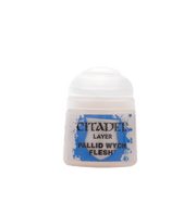 Citadel Layer Paint: Pallid Wych Flesh - Citadel Layer Paint pot in pale beige color labeled Pallid Wych Flesh with white cap.