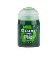 Citadel Shade Paint: Biel Tan Green - Citadel Shade paint pot in Biel Tan Green with black label and white text.