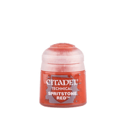 Citadel Technical Paint: Spiritstone Red - Small cylindrical pot of bright red Citadel Technical paint with white text on the label and a clear plastic lid.