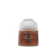 Citadel Base Paint: Steel Legion Drab - Small pot of Citadel Base Paint in steel legion drab color with a clear plastic lid.