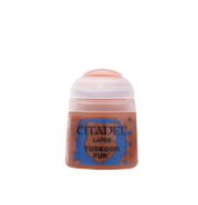 Citadel Layer Paint: Tuskgor Fur - Small Citadel Layer Paint pot labeled Tuskgor Fur with brown paint visible inside translucent container.