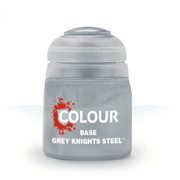 Citadel Base Paint: Grey Knights Steel - Small cylindrical plastic pot of matte grey paint labeled Grey Knights Steel, designed for miniature painting.