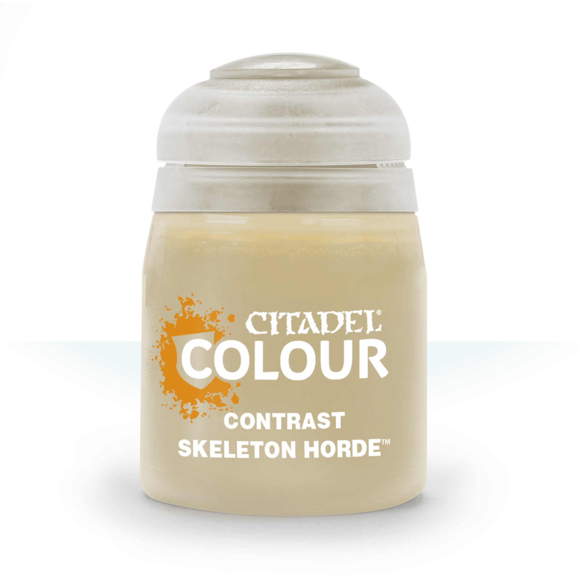 Citadel Contrast Paint: Skeleton Horde - Small pot of Citadel Colour Contrast paint in pale beige labeled Skeleton Horde with a clear plastic lid.