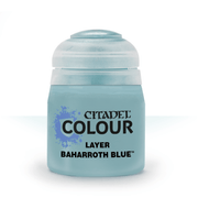 Citadel Layer Paint: Baharroth Blue - Small frosted plastic pot of Citadel Layer Paint in vibrant Baharroth Blue with black and blue label text.