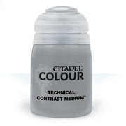 Citadel Technical Paint: Contrast Medium - Small frosted plastic bottle of Citadel Colour Technical Contrast Medium paint with a white, rounded cap and black label.