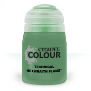 Citadel Contrast Paint: Hexwraith Flame - Citadel Colour Technical Hexwraith Flame paint pot with a frosted green lid and black text on a green bottle.