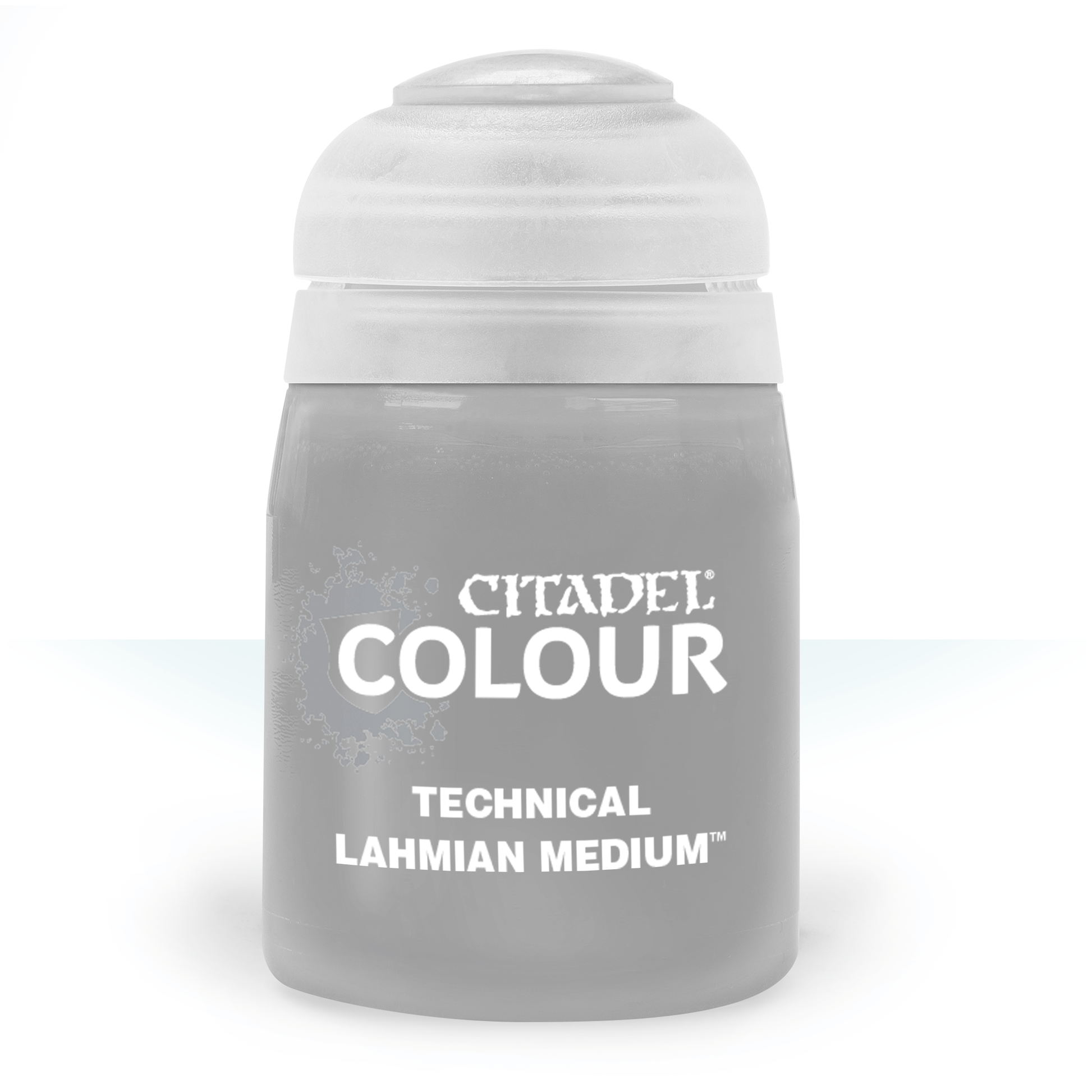 Citadel Technical Paint: Lahmian Medium - Opaque gray plastic paint pot with white screw-on lid and white Citadel Colour branding.