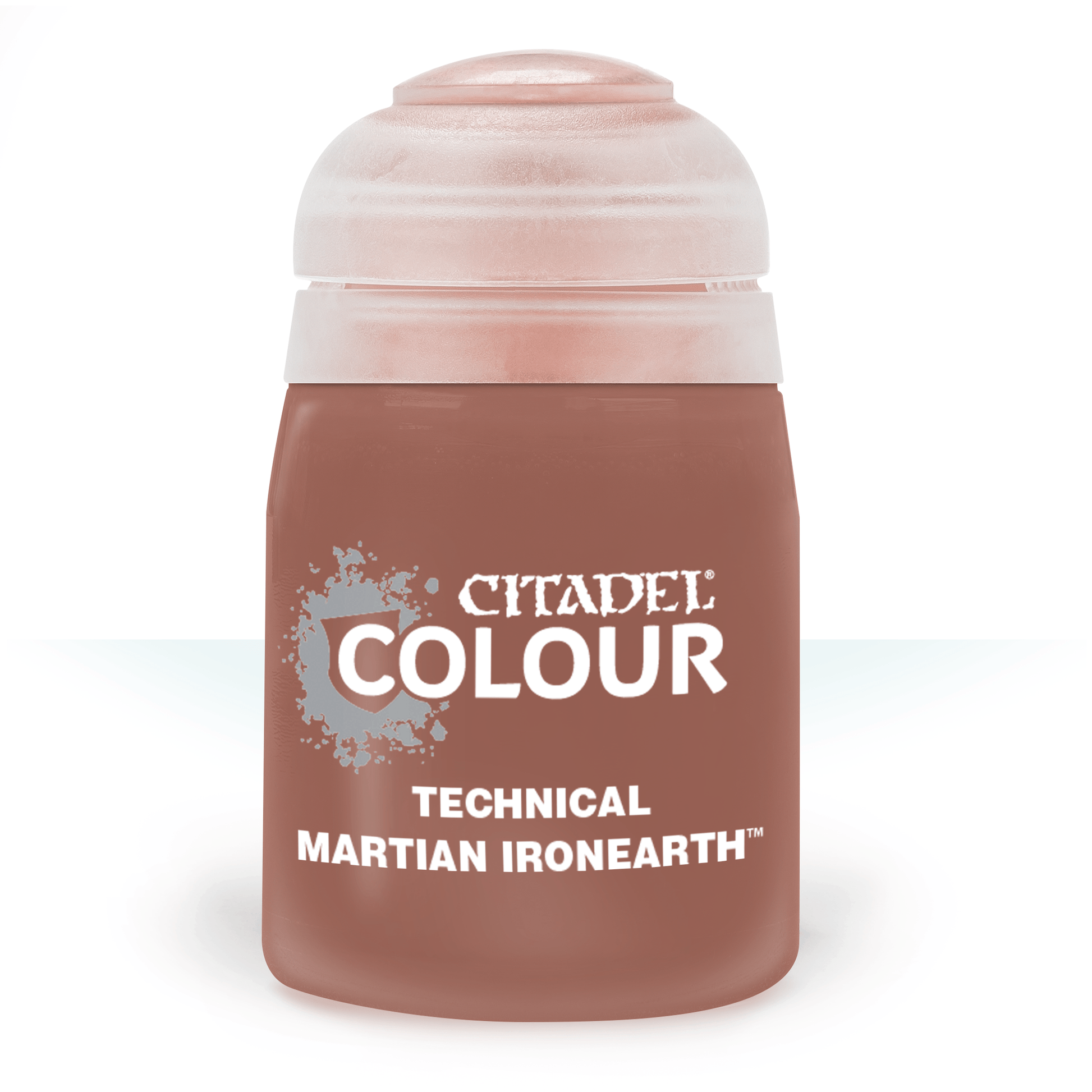 Citadel Technical Paint: Martian Ironearth - Small opaque plastic jar of Citadel Technical Paint in matte Martian Ironearth color with white text on front.