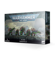 Warhammer 40,000 - Necrons - Immortals - Warhammer 40,000 Necrons Immortals box showing six detailed Necron warrior miniatures with green glowing weapons and.