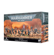 Warhammer 40,000 - Drukhari - Kabalite Warriors - Warhammer 40,000 Drukhari Kabalite Warriors box featuring 10 dark armored sci-fi soldiers with weapons on a rocky.