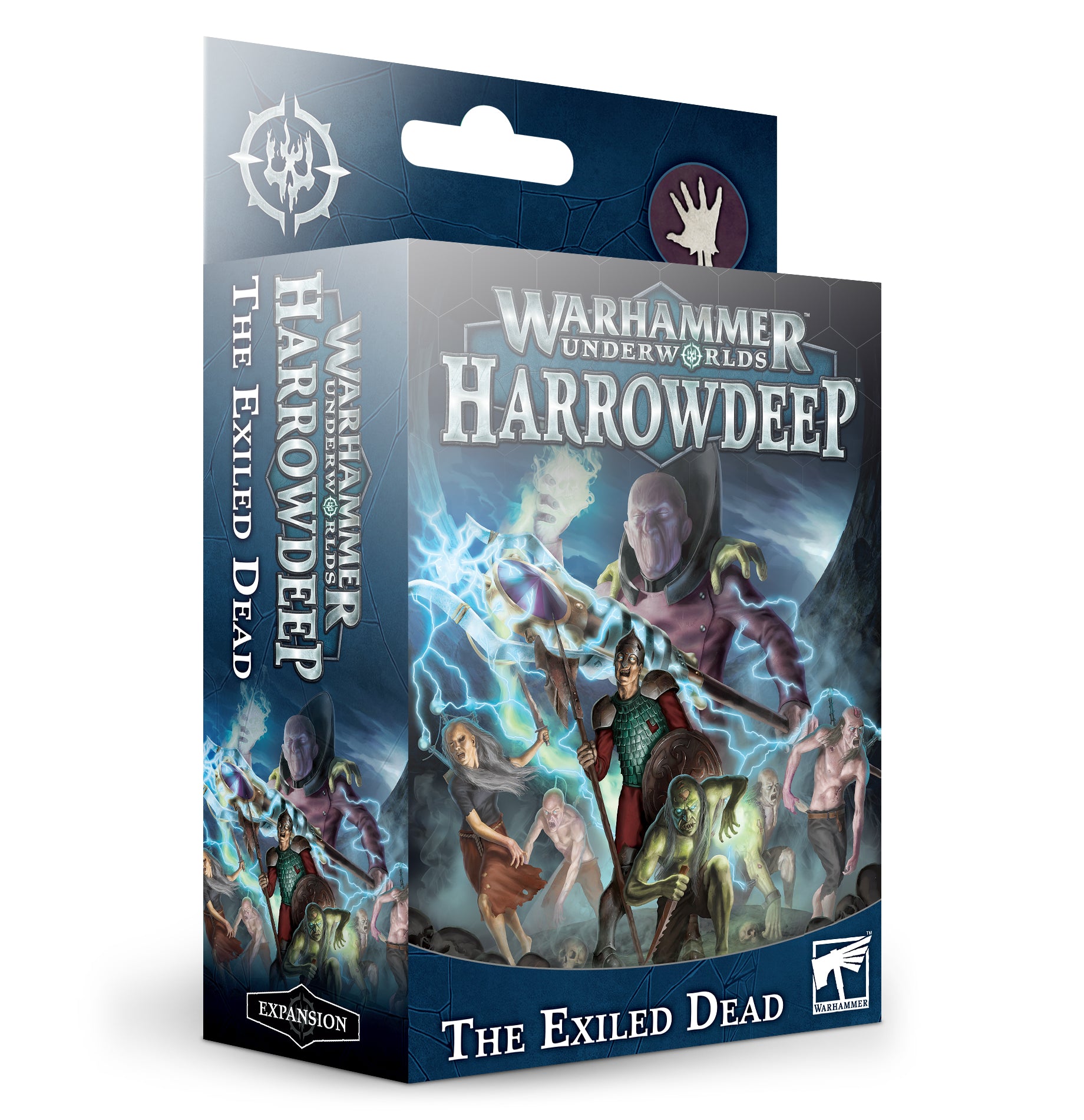 Warhammer Underworlds - Harrowdeep – The Exiled Dead - Warhammer Underworlds Harrowdeep The Exiled Dead board game box with fantasy warrior artwork.