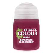 Citadel Shade Paint: Berserker Bloodshade - Small frosted plastic bottle of deep red Citadel Shade paint with a clear flip-top lid and white label text.