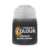 Citadel Contrast Paint: Black Legion - Citadel Colour Contrast Black Legion paint bottle with black label and white cap.