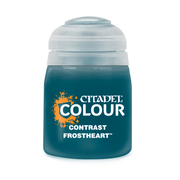 Citadel Contrast Paint: Frostheart - Citadel Colour Contrast paint pot in Frostheart blue with clear snap lid.