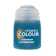 Citadel Contrast Paint: Stormfiend - Citadel Colour Contrast Stormfiend paint pot with blue-green paint visible inside clear plastic container.