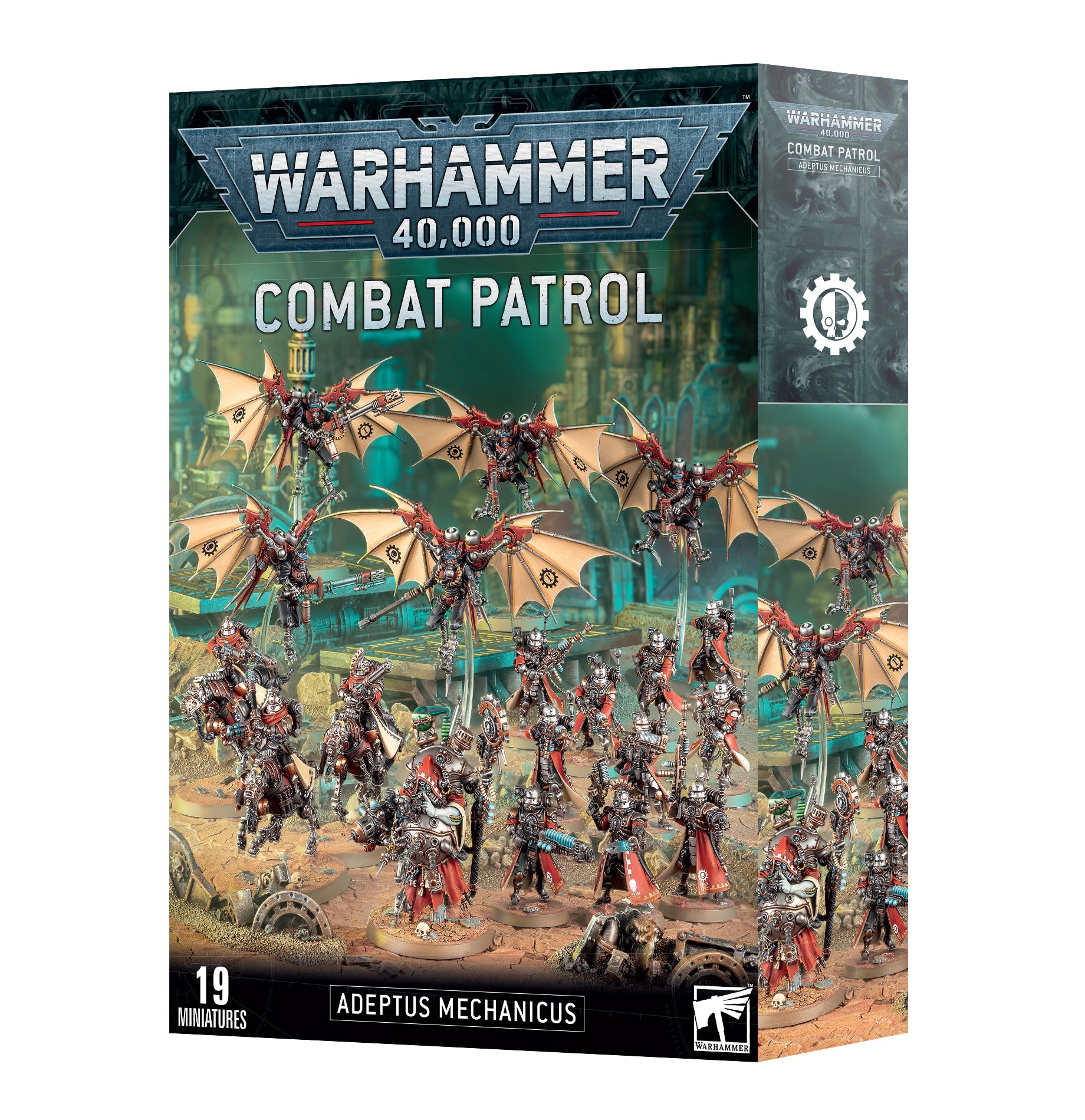 Warhammer 40,000 - Adeptus Mechanicus - Combat Patrol - Warhammer 40,000 Adeptus Mechanicus Combat Patrol box featuring 19 detailed miniatures in red and silver armor with.