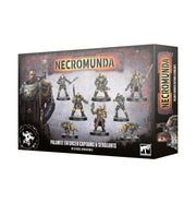 Warhammer Necromunda - Palanite Enforcer Captains & Sergeants - Box set of detailed Warhammer Necromunda Palanite Enforcer Captains and Sergeants miniatures in futuristic armor with.