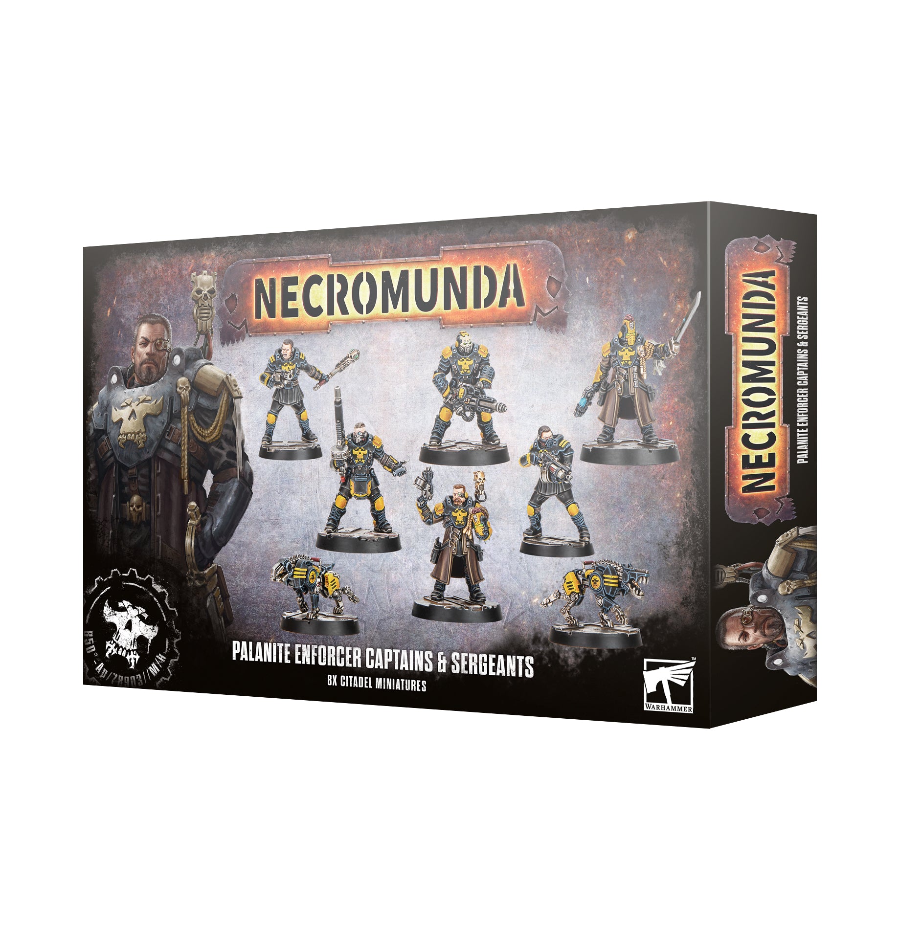 Warhammer Necromunda - Palanite Enforcer Captains & Sergeants - Box set of detailed Warhammer Necromunda Palanite Enforcer Captains and Sergeants miniatures in futuristic armor with.